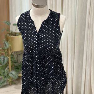 Anthropologie Black White Polka Dot Sleeveless babydoll  fit flare size xs